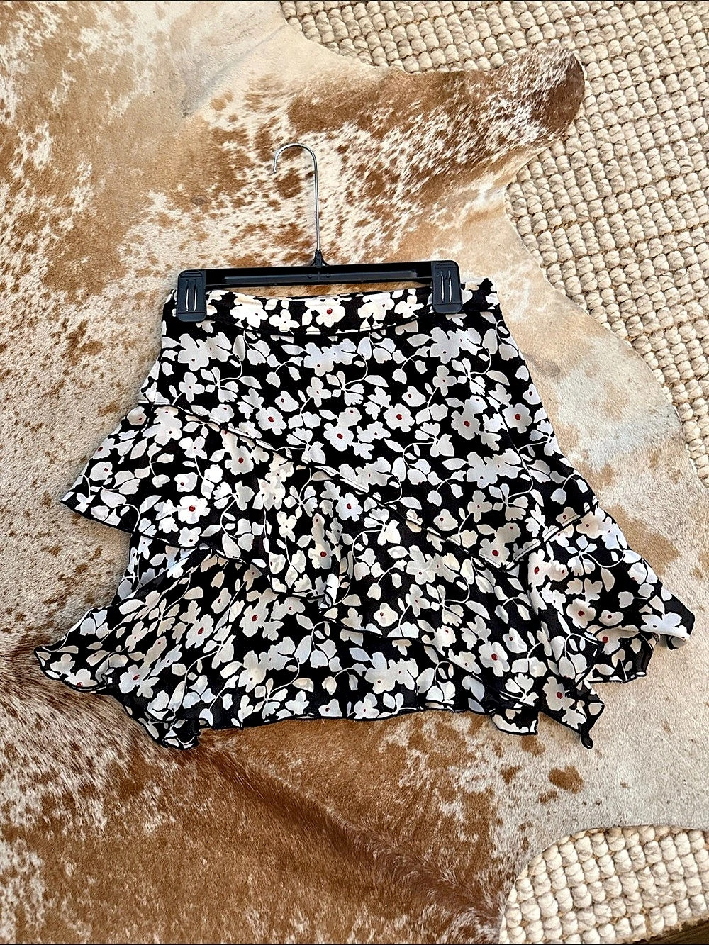 Derek Lam 10 Crosby Floral Mini Skirt Black & White Size 2
